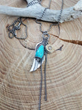 Winged Turquoise Long Bullet Necklace