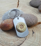 Remington Brand 12 Gauge Stainless Steel Dog Tag Key Chain - Men's Bullet Accessories
