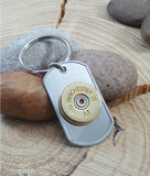 Winchester Brand 12 Gauge Stainless Steel Dog Tag Key Chain - Men's Bullet Accessories