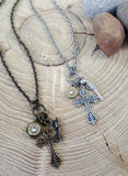 Bullet Necklace - Silver and Brass God and a Gun Cross Charm Necklace