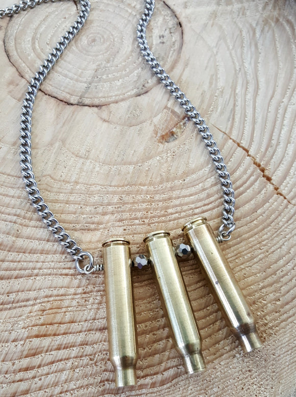 Triple Threat .223 Rifle Casing Bullet Necklace