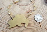 Laser Cut Wood Gold Finished Big Mouth Bass / Fishing Necklace-SureShot Jewelry