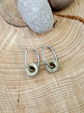 410 Gauge Mixed Metal Studded Stainless Shotshell Oval Hoop Earrings-SureShot Jewelry