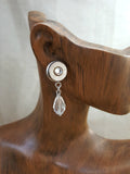 Crystal Teardrop Post Dangle Bullet Earrings - Choice of Brass or Nickel Casings