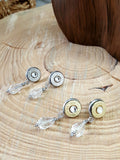 Crystal Teardrop Post Dangle Bullet Earrings - Choice of Brass or Nickel Casings