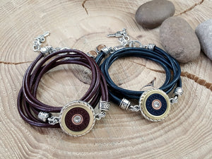 Triple Wrap Burgundy Leather B&P 12 Gauge Shotshell Bracelet-SureShot Jewelry