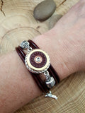 Triple Wrap Burgundy Leather B&P 12 Gauge Shotshell Bracelet-SureShot Jewelry