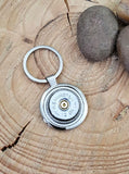 12 Gauge Shotshell Round Stainless Steel Key Ring - Choice of Brands-SureShot Jewelry