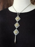 Triple Diamond Pendant Lariat Style Bullet Necklace-SureShot Jewelry