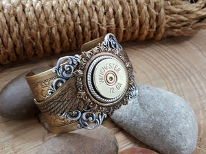 12 Gauge Winged Mixed Metal Brass Cuff Bracelet-SureShot Jewelry