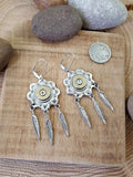 Silver Concho and Feather Charm Bullet Earrings-SureShot Jewelry