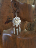 Silver Concho and Feather Charm Bullet Earrings