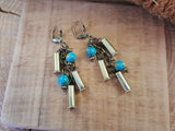 Triple 22 Caliber Turquoise Beaded Bullet Earrings
