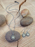 Jewelry Set - Petite Round Beaded Bezel Bullet Necklace & Earring Set - 25 Auto-SureShot Jewelry