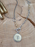 Bullet Necklace - 12 Gauge Shotshell Toggle Medallion Mixed Metal Necklace-Necklace-SureShot Jewelry