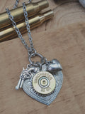 28 Gauge ShotShell Heart Necklace - Shot Thru the Heart Bullet Necklace-SureShot Jewelry