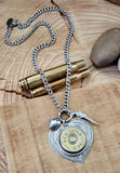 12 Gauge Shotshell Heart Necklace - Shot Thru the Heart Bullet Necklace-SureShot Jewelry