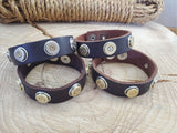 Leather Cuff Bracelet - UNISEX Slim Style BLACK Leather Bullet Bracelet - SureShot Jewelry