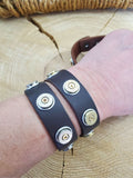 Leather Cuff Bracelet - UNISEX Slim Style Leather Bullet Bracelet