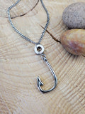 Fishing Necklace - Bullet Necklace - Unisex Stainless Steel Hooked on Fishing/Shooting Necklace-Men's Necklaces-SureShot Jewelry