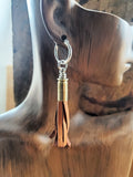Bullet Leather Tassel Stainless Hoop Earrings-Earrings-SureShot Jewelry