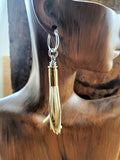 Bullet Leather Tassel Stainless Hoop Earrings-Earrings-SureShot Jewelry