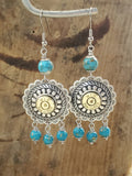 Bullet Earrings - Southwest Style Concho and Turquoise Bullet Earrings-Earrings-SureShot Jewelry