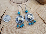 Bullet Earrings - Southwest Style Concho and Turquoise Bullet Earrings