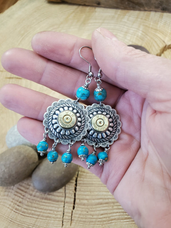 Southwest Style Concho Turquoise Bullet Earrings – SureShot Jewelry