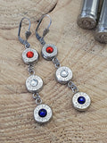 Triple Bullet Earrings - Patriotic - Red White & Blue-Earrings-SureShot Jewelry