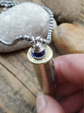 Rifle Casing, Filigree and Sapphire Long Bullet Necklace-SureShot Jewelry