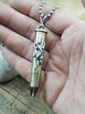 Rifle Casing, Lizard and Amethyst Long Bullet Necklace-SureShot Jewelry
