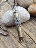 Rifle Casing, Lizard and Amethyst Long Bullet Necklace