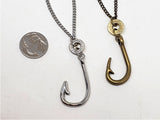 Fishing Necklace - Bullet Necklace - Unisex Stainless Steel Hooked on Fishing/Shooting Necklace
