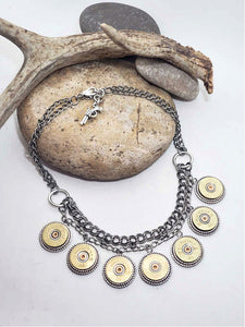 20 Gauge Shotshell Double Chain Bib Necklace