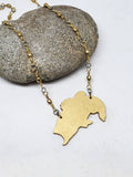 Laser Cut Wood Gold Finished Big Mouth Bass / Fishing Necklace