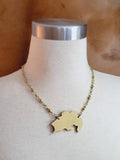 Laser Cut Wood Gold Finished Big Mouth Bass / Fishing Necklace