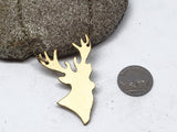 Wood Laser Cut Hand Finished Gold Deer Head / Buck Necklace