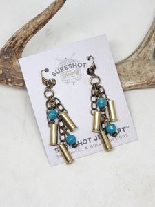 Triple 22 Caliber Turquoise Beaded Bullet Earrings from SureShot Jewelry
