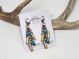 Triple 22 Caliber Turquoise Beaded Bullet Earrings