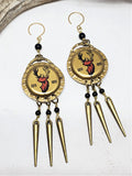 Upcycled GOLD Buck Head Bottlecap Earrings - Huntress Jewelry