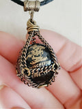 Genuine 100th Anniversary Winchester Advertising Black Marble Orb Pendant Necklace