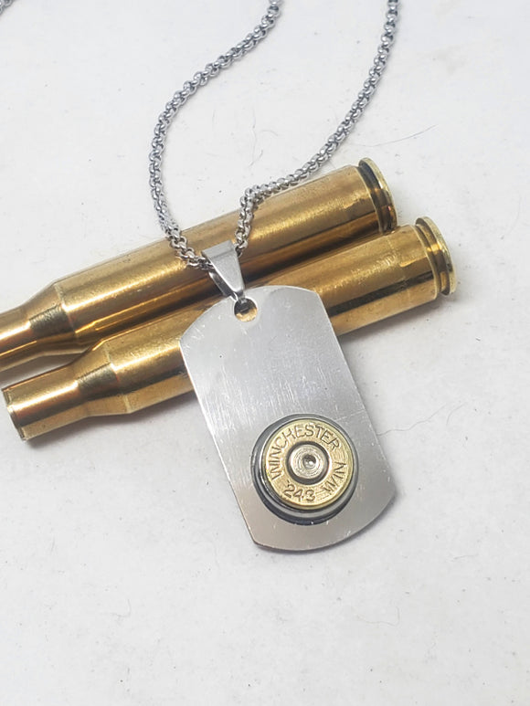 Stainless Steel Dog Tag Bullet Necklace