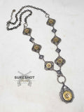 Long Western Concho Look Shotshell Statement Necklace