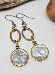 Mixed Metal Buffalo Nickel Coin Earrings from SureShot Jewelry