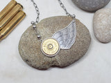 Asymmetrical 12 Gauge Shotshell Wing Necklace from SureShot Jewelry - Bullet Jewelry