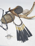 .22 WMR (Magnum) Beaded Gray Leather Fringe Adjustable Bullet Necklace from SureShot Jewelry - Shotshell & Bullet Designs