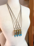 Turquoise Embellished Brass Bullet Multi-Chain Necklace from SureShot Jewelry