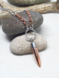 Industrial Style Copper & Silver Bullet Necklace - Unisex