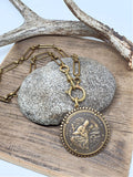 WOLF - NAHC Collectible Bronze Coin Medallion Fancy Chain Necklace